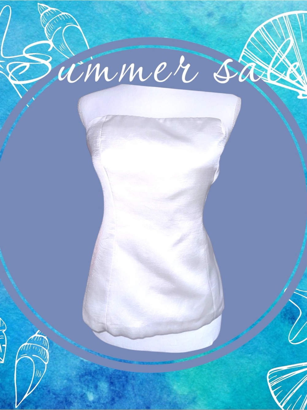Zara White Satin Strapless Top with Back Zipper